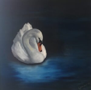 Hattyú az éjszakában - Swan in the night 40 x 40 cm