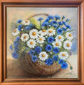 Margaréták kosárban 50 x 50 cm olaj